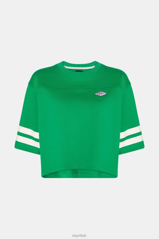 Esprit Cropped varsity logo rugby tee Women Emerald Green T-Shirts P0D0X413 - Image 4