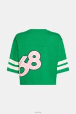 Esprit Cropped varsity logo rugby tee Women Emerald Green T-Shirts P0D0X413 - Image 5