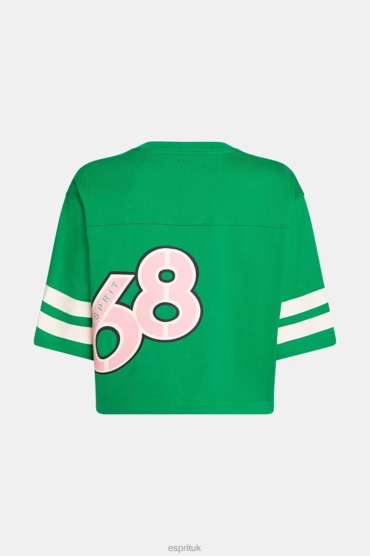 Esprit Cropped varsity logo rugby tee Women Emerald Green T-Shirts P0D0X413 - Image 5