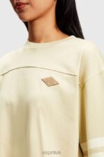 Esprit Cropped varsity logo rugby tee Women Light Beige T-Shirts P0D0X412 - Image 2