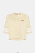 Esprit Cropped varsity logo rugby tee Women Light Beige T-Shirts P0D0X412 - Image 4