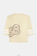 Esprit Cropped varsity logo rugby tee Women Light Beige T-Shirts P0D0X412 - Image 5