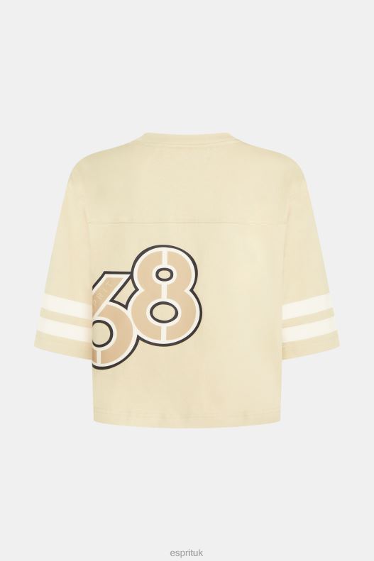 Esprit Cropped varsity logo rugby tee Women Light Beige T-Shirts P0D0X412 - Image 5