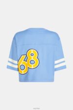 Esprit Cropped varsity logo rugby tee Women Light Blue Lavender T-Shirts P0D0X414 - Image 5