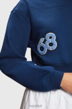 Esprit Cropped varsity patch sweatshirt Women Ink Sweatshirts & Hoodies P0D0X419 - Image 3