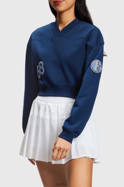 Esprit Cropped varsity patch sweatshirt Women Ink Sweatshirts & Hoodies P0D0X419