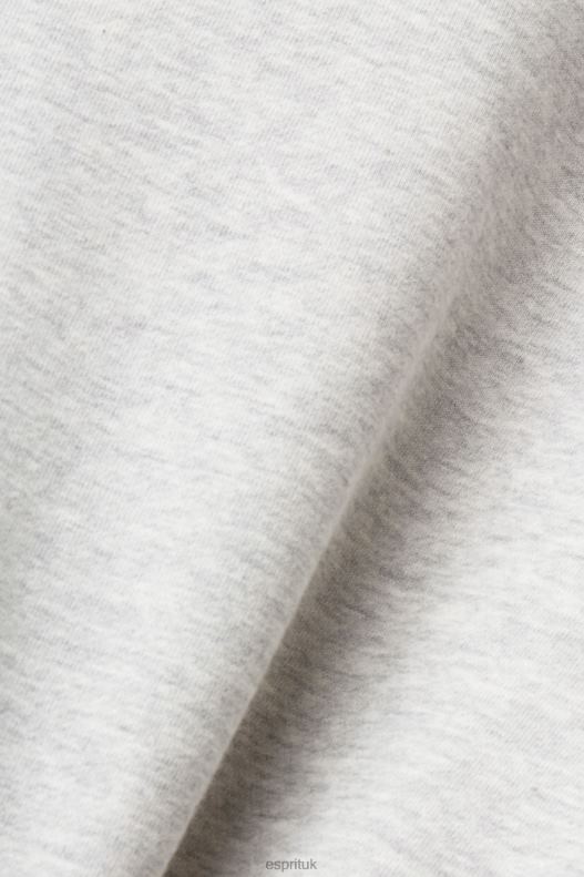 Esprit Cropped varsity patch sweatshirt Women Light Grey Sweatshirts & Hoodies P0D0X418 - Image 4