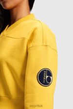 Esprit Cropped varsity patch sweatshirt Women Yellow Sweatshirts & Hoodies P0D0X420 - Image 2