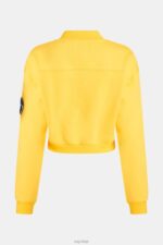 Esprit Cropped varsity patch sweatshirt Women Yellow Sweatshirts & Hoodies P0D0X420 - Image 5