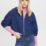 Esprit Cropped zip hoodie with logo print on the back Women Ink Sweatshirts & Hoodies P0D0X165