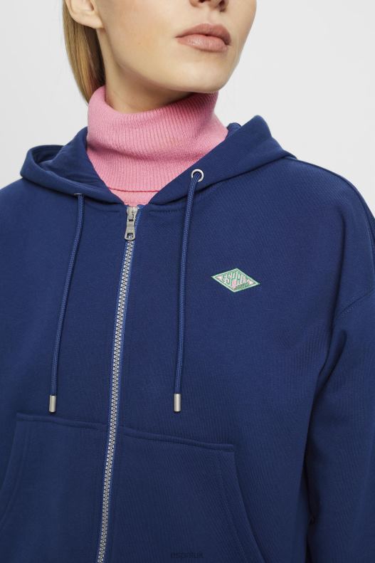 Esprit Cropped zip hoodie with logo print on the back Women Ink Sweatshirts & Hoodies P0D0X165 - Image 3