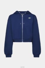 Esprit Cropped zip hoodie with logo print on the back Women Ink Sweatshirts & Hoodies P0D0X165 - Image 5