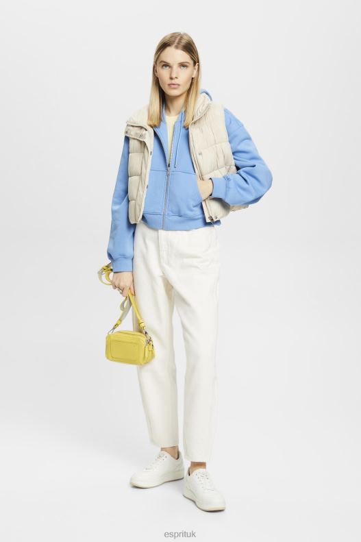 Esprit Cropped zip hoodie with logo print on the back Women Light Blue Lavender Sweatshirts & Hoodies P0D0X166 - Image 2