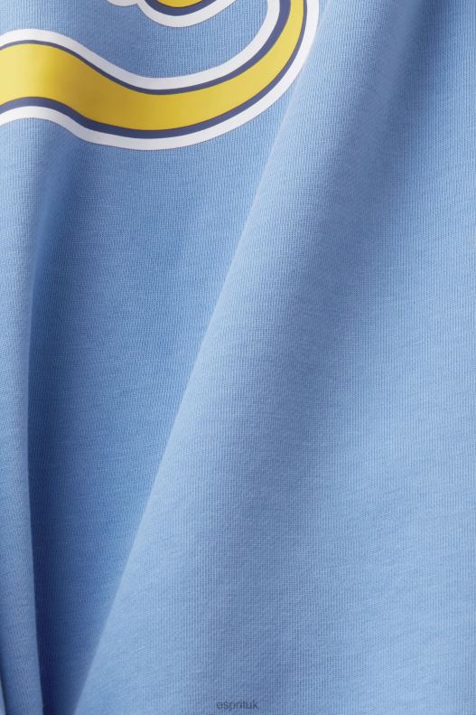 Esprit Cropped zip hoodie with logo print on the back Women Light Blue Lavender Sweatshirts & Hoodies P0D0X166 - Image 4