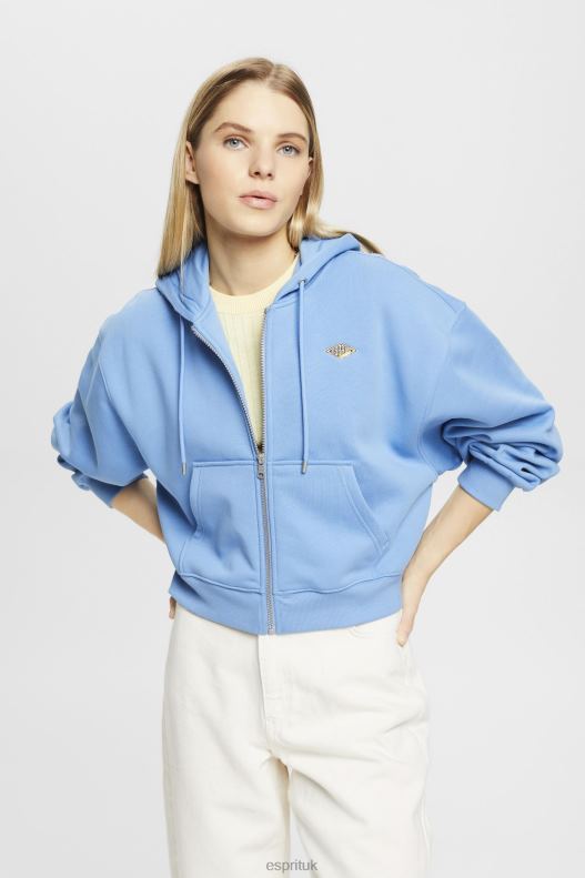 Esprit Cropped zip hoodie with logo print on the back Women Light Blue Lavender Sweatshirts & Hoodies P0D0X166 - Image 1