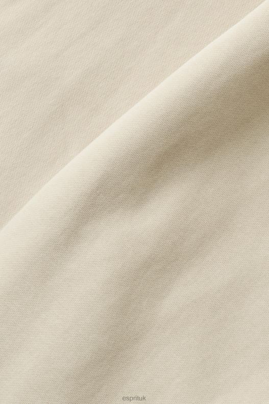 Esprit Cropped zip hoodie with logo print on the back Women Light Taupe Sweatshirts & Hoodies P0D0X163 - Image 4