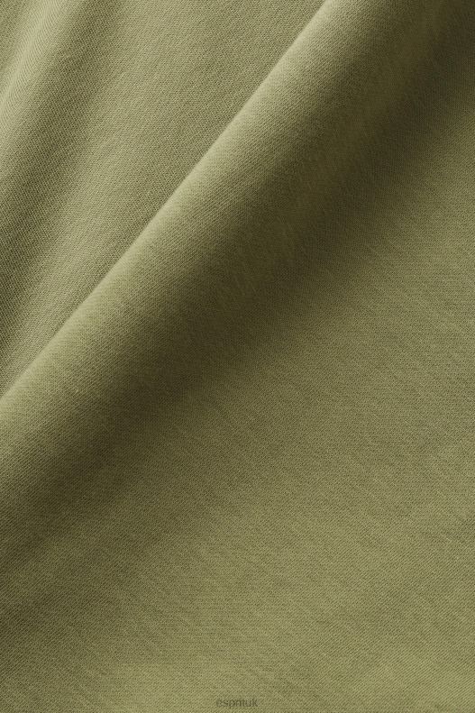 Esprit Cropped zip hoodie with logo print on the back Women Olive Sweatshirts & Hoodies P0D0X164 - Image 4