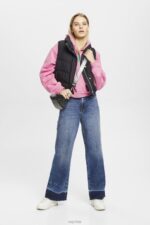 Esprit Cropped zip hoodie with logo print on the back Women Pink Sweatshirts & Hoodies P0D0X167 - Image 2