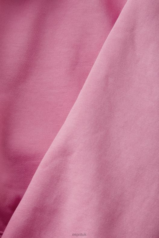Esprit Cropped zip hoodie with logo print on the back Women Pink Sweatshirts & Hoodies P0D0X167 - Image 4