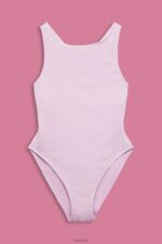 Esprit Cross Back Textured Swimsuit Women Lilac Swim P0D0X80 - Image 4