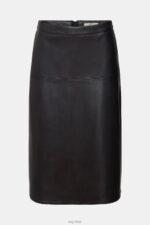 Esprit CURVY Faux leather midi skirt Women Black Skirts P0D0X405 - Image 5