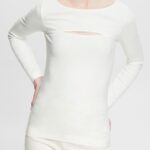 Esprit Cut-out top Women Off White Long Sleeve P0D0X531