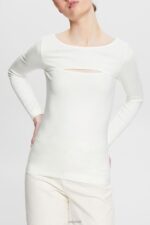 Esprit Cut-out top Women Off White Long Sleeve P0D0X531