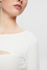 Esprit Cut-out top Women Off White Long Sleeve P0D0X531 - Image 3