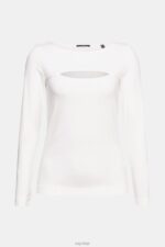 Esprit Cut-out top Women Off White Long Sleeve P0D0X531 - Image 5
