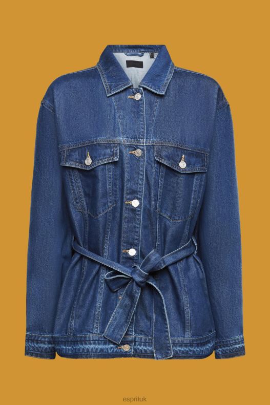 Esprit Denim jacket with tie belt Women Blue Medium Wash Jackets P0D0X215 - Image 5