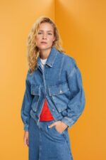 Esprit Denim jacket Women Blue Medium Wash Jackets P0D0X549
