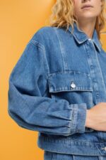 Esprit Denim jacket Women Blue Medium Wash Jackets P0D0X549 - Image 3