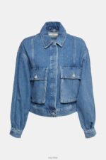 Esprit Denim jacket Women Blue Medium Wash Jackets P0D0X549 - Image 5