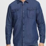 Esprit Denim shirt Men Blue Dark Wash Shirts P0D0X835