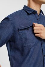 Esprit Denim shirt Men Blue Dark Wash Shirts P0D0X835 - Image 3