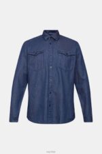 Esprit Denim shirt Men Blue Dark Wash Shirts P0D0X835 - Image 5