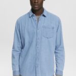 Esprit Denim shirt Men Blue Light Wash Shirts P0D0X737