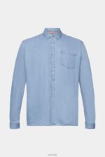 Esprit Denim shirt Men Blue Light Wash Shirts P0D0X737 - Image 5