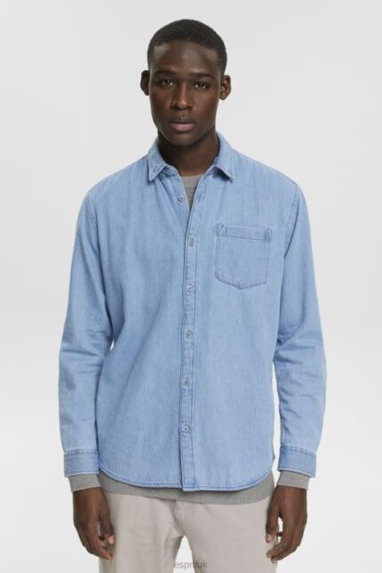 Esprit Denim shirt Men Blue Light Wash Shirts P0D0X737