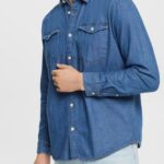 Esprit Denim shirt Men Blue Medium Wash Shirts P0D0X833