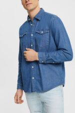Esprit Denim shirt Men Blue Medium Wash Shirts P0D0X833
