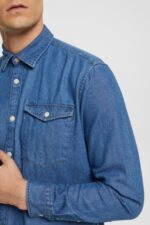 Esprit Denim shirt Men Blue Medium Wash Shirts P0D0X833 - Image 3