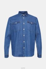 Esprit Denim shirt Men Blue Medium Wash Shirts P0D0X833 - Image 5