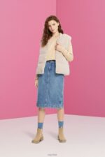 Esprit Denim skirt with paperbag waistband Women Blue Light Wash Skirts P0D0X430 - Image 2