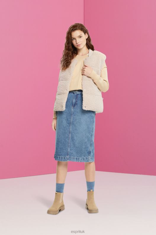 Esprit Denim skirt with paperbag waistband Women Blue Light Wash Skirts P0D0X430 - Image 2