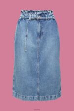 Esprit Denim skirt with paperbag waistband Women Blue Light Wash Skirts P0D0X430 - Image 5