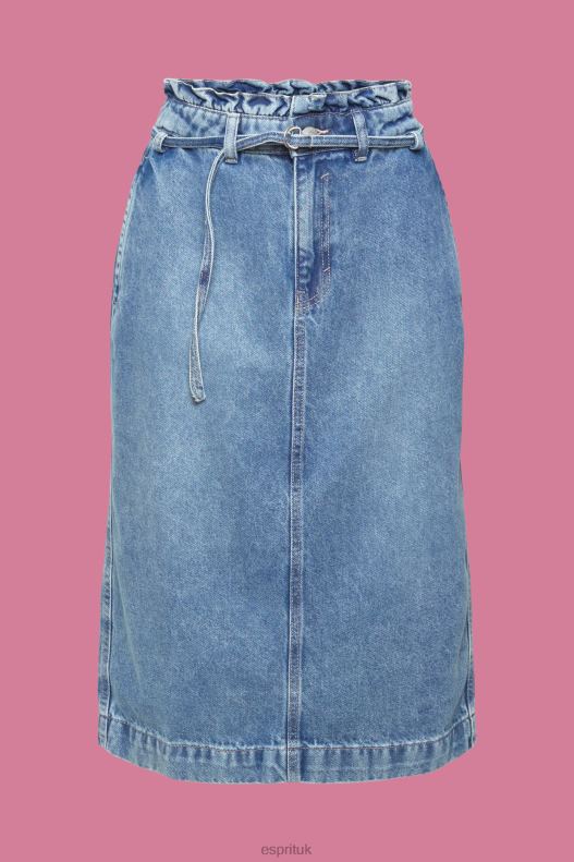 Esprit Denim skirt with paperbag waistband Women Blue Light Wash Skirts P0D0X430 - Image 5