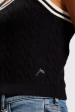 Esprit Dolphin logo cable sweater camisole Women Black Sweaters P0D0X408 - Image 3