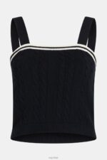 Esprit Dolphin logo cable sweater camisole Women Black Sweaters P0D0X408 - Image 4