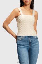 Esprit Dolphin logo cable sweater camisole Women Light Beige Sweaters P0D0X409